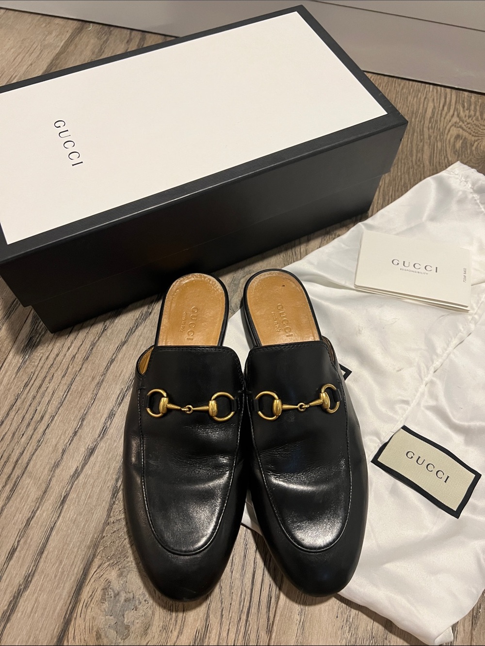 Gucci Black Princetown Leather Loafers